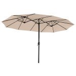15ft Double-Sided Patio Umbrella with Crank Handle