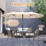 15ft Double-Sided Patio Umbrella with Crank Handle