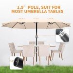 15ft Double-Sided Patio Umbrella with Crank Handle