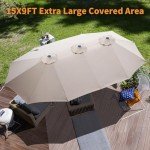 15ft Double-Sided Patio Umbrella with Crank Handle