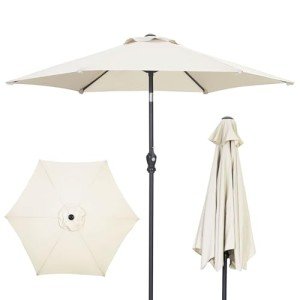 7.5FT Beige Patio Umbrella with Tilt Crank