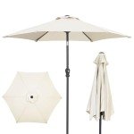 7.5FT Beige Patio Umbrella with Tilt Crank