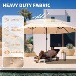 15ft Double-Sided Patio Umbrella with Crank Handle