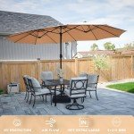 15ft Double-Sided Patio Umbrella with Crank Handle