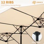 15ft Double-Sided Patio Umbrella with Crank Handle