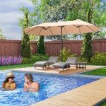 15ft Double-Sided Patio Umbrella with Crank Handle