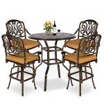 5-Piece Outdoor Swivel Bar Set with Cushions