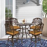 5-Piece Outdoor Swivel Bar Set with Cushions