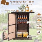 5-Piece Outdoor Wicker Bar Set with Cushions
