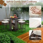 5-Piece Outdoor Wicker Bar Set with Cushions