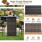 5-Piece Outdoor Wicker Bar Set with Cushions