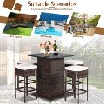 5-Piece Outdoor Wicker Bar Set with Cushions
