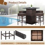5-Piece Outdoor Wicker Bar Set with Cushions