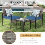 3-Piece Outdoor Wicker Bistro Set with Cushions