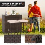 Tangkula Outdoor Rattan Bar Set with Cushions