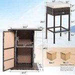 5-Piece Outdoor Wicker Bar Set with Cushions