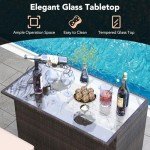 Tangkula Outdoor Rattan Bar Set with Cushions