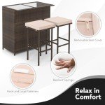 Tangkula Outdoor Rattan Bar Set with Cushions