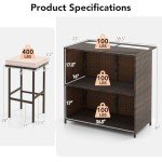 Tangkula Outdoor Rattan Bar Set with Cushions