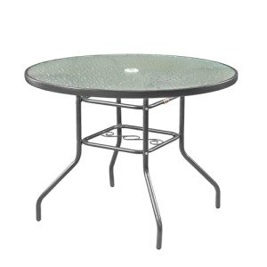 Gray 40" Sienna Round Glass Top Patio Table