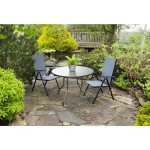 Gray 40" Sienna Round Glass Top Patio Table