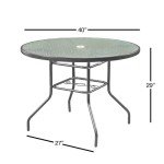 Gray 40" Sienna Round Glass Top Patio Table