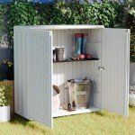 Off-White Waterproof Outdoor Storage Cabinet
