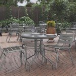 31.5'' Round Glass Metal Patio Table, Silver