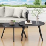 C-Hopetree 24" Black Round Outdoor Coffee Table