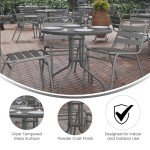 31.5'' Round Glass Metal Patio Table, Silver