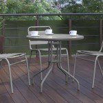 31.5'' Round Glass Metal Patio Table, Silver