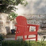 Red HDPE All-Weather Adirondack Chair for Fire Pits