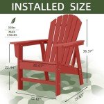 Red HDPE All-Weather Adirondack Chair for Fire Pits