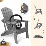Folding Adirondack Chair with Cup Holder – Grey
