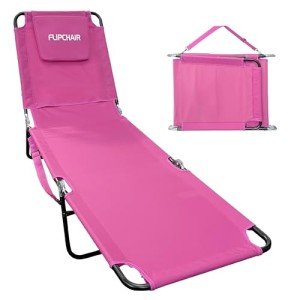 Pink Chaise Lounge Chair with Reclining Backrest
