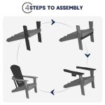 Folding Adirondack Chair with Cup Holder – Grey