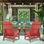 Red HDPE All-Weather Adirondack Chair for Fire Pits