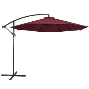 10FT Burgandy Patio Offset Umbrella with Crank