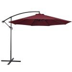 10FT Burgandy Patio Offset Umbrella with Crank