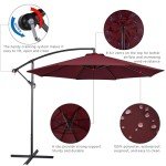 10FT Burgandy Patio Offset Umbrella with Crank