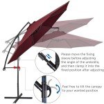 10FT Burgandy Patio Offset Umbrella with Crank