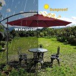 10FT Burgandy Patio Offset Umbrella with Crank