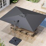 Large Gray Cantilever Patio Umbrella with 360° Rotation