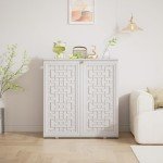 Off-White Waterproof Outdoor Storage Cabinet
