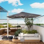 Large Gray Cantilever Patio Umbrella with 360° Rotation
