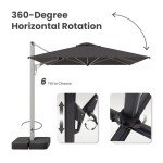 Large Gray Cantilever Patio Umbrella with 360° Rotation