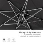Large Gray Cantilever Patio Umbrella with 360° Rotation