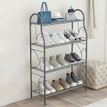 4-Tier Movable Gray Metal Plant Stand