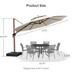 Cream 12ft Outdoor Cantilever Patio Umbrella