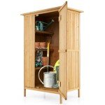 Outdoor Wooden Storage Cabinet with Lockable Door